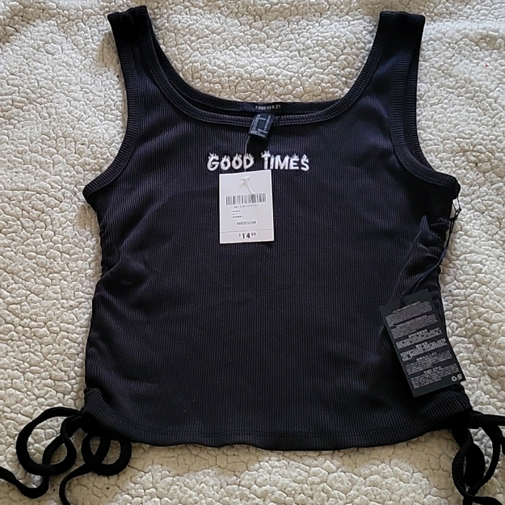 Forever 21 Cropped Black Tank Top, Sz M **NWT**